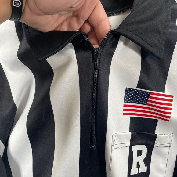 Smitty 1/4 Zip Referee Shirt Men's 2XL Black/White Long Sleeve Stretch Mesh - Picture 4 of 9